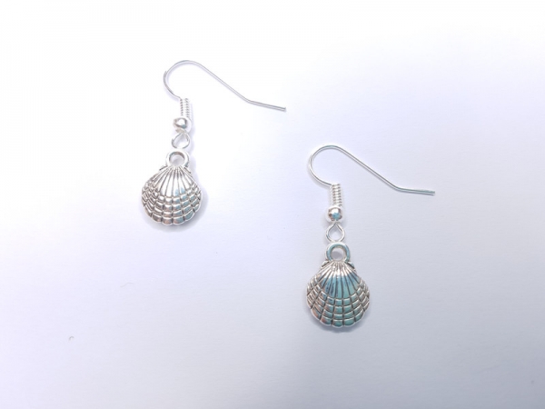 Muschel Ohrringe silberfarben Vintage Optik